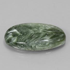 8.81캐럿 천연 그린 세라피나이트, 타원형 컷, 22.4×11.8 mm, 불투명체