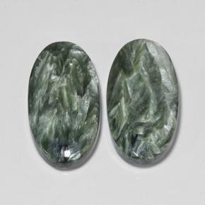 16.84캐럿 천연 그린 세라피나이트 보석, 타원형 컷, 21.5×11.5 mm, 불투명체