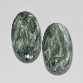 16.84캐럿 천연 그린 세라피나이트 보석, 타원형 컷, 21.5×11.5 mm, 불투명체