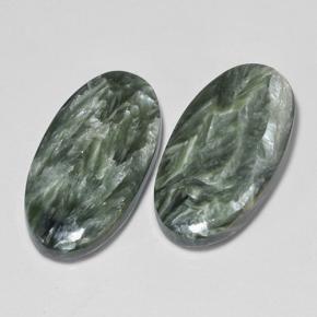 16.84캐럿 천연 그린 세라피나이트 보석, 타원형 컷, 21.5×11.5 mm, 불투명체