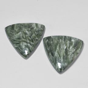 16.80캐럿 천연 미디엄 그린 세라피나이트 보석, 트릴리언, 18.6×17.9 mm, 불투명체