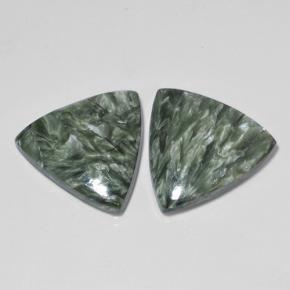 16.80캐럿 천연 미디엄 그린 세라피나이트 보석, 트릴리언, 18.6×17.9 mm, 불투명체