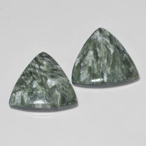 16.80캐럿 천연 미디엄 그린 세라피나이트 보석, 트릴리언, 18.6×17.9 mm, 불투명체