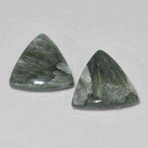 6.06캐럿 천연 그린 세라피나이트 보석, 트릴리언, 12.7×12.2 mm, 불투명체