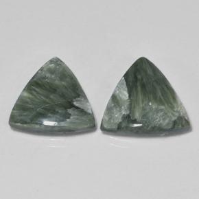 6.06캐럿 천연 그린 세라피나이트 보석, 트릴리언, 12.7×12.2 mm, 불투명체