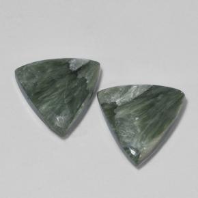 6.06캐럿 천연 그린 세라피나이트 보석, 트릴리언, 12.7×12.2 mm, 불투명체