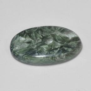 7.09캐럿 천연 그린 세라피나이트, 타원형 컷, 20.7×11.7 mm, 불투명체