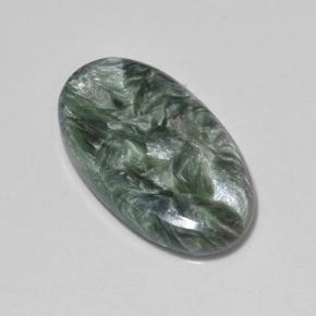 7.09캐럿 천연 그린 세라피나이트, 타원형 컷, 20.7×11.7 mm, 불투명체