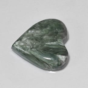 6.77캐럿 천연 그린 세라피나이트, 하트 모양, 15.8×15.3 mm, 불투명체
