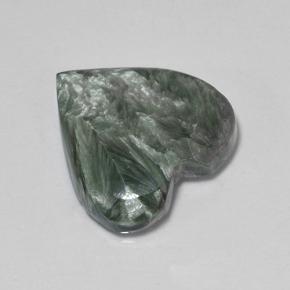 6.77캐럿 천연 그린 세라피나이트, 하트 모양, 15.8×15.3 mm, 불투명체