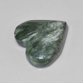 6.77캐럿 천연 그린 세라피나이트, 하트 모양, 15.8×15.3 mm, 불투명체