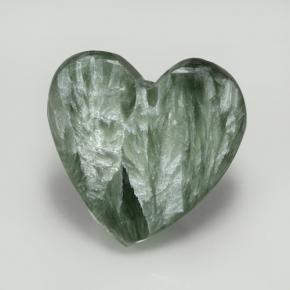 7.59캐럿 천연 그린 세라피나이트, 하트 모양, 17.3×17 mm, 불투명체