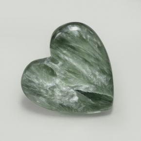 7.59캐럿 천연 그린 세라피나이트, 하트 모양, 17.3×17 mm, 불투명체