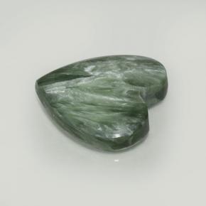 7.59캐럿 천연 그린 세라피나이트, 하트 모양, 17.3×17 mm, 불투명체