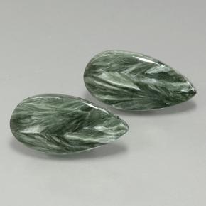 19.56캐럿 천연 그린 세라피나이트 보석, 배 모양, 24.5×12.3 mm, 불투명체
