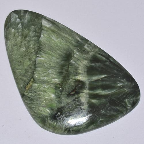 21.43캐럿 천연 포레스트 그린 세라피나이트, 멋진 모양, 40.4×25.3 mm, 불투명체