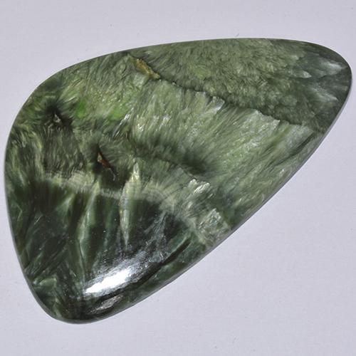 21.43캐럿 천연 포레스트 그린 세라피나이트, 멋진 모양, 40.4×25.3 mm, 불투명체