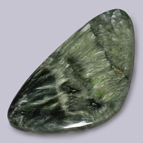 21.43캐럿 천연 포레스트 그린 세라피나이트, 멋진 모양, 40.4×25.3 mm, 불투명체