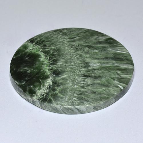 32.26캐럿 천연 그린 세라피나이트, 라운드 컷, 30.74 mm, 불투명체