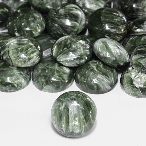 9.70캐럿 천연 그린 세라피나이트 보석, 라운드 컷, 12.05 mm, 불투명체