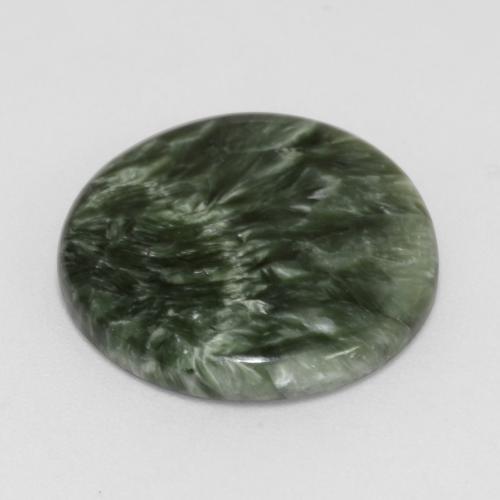 11.23캐럿 천연 미디엄 그린 세라피나이트, 라운드 컷, 19.57 mm, 불투명체