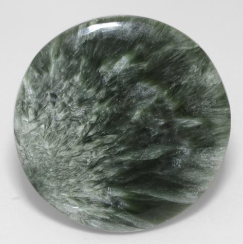 20.78캐럿 천연 미디엄 그린 세라피나이트, 라운드 컷, 28.43 mm, 불투명체