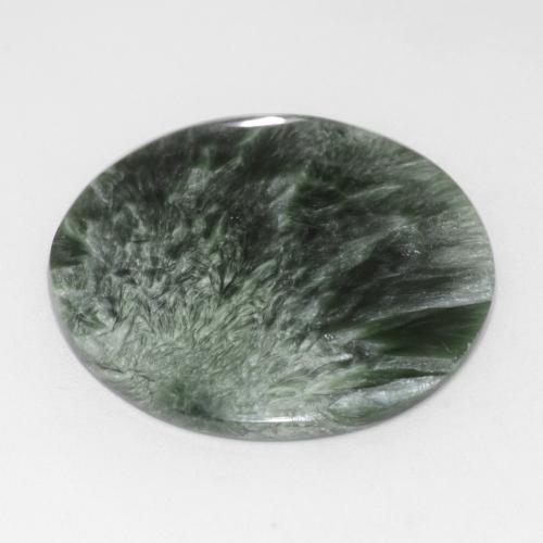 20.78캐럿 천연 미디엄 그린 세라피나이트, 라운드 컷, 28.43 mm, 불투명체
