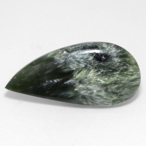 10.98캐럿 천연 포레스트 그린 세라피나이트, 멋진 모양, 30×14.3 mm, 불투명체