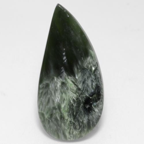 10.98캐럿 천연 포레스트 그린 세라피나이트, 멋진 모양, 30×14.3 mm, 불투명체