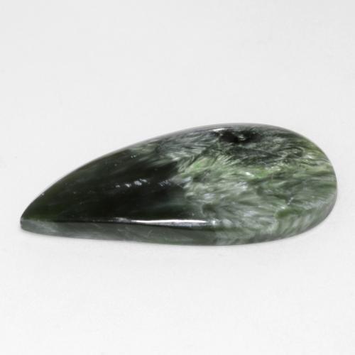 10.98캐럿 천연 포레스트 그린 세라피나이트, 멋진 모양, 30×14.3 mm, 불투명체
