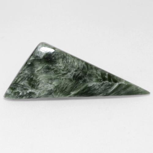 6.28캐럿 천연 회녹색 세라피나이트, 트릴리언, 31.8×12.5 mm, 불투명체