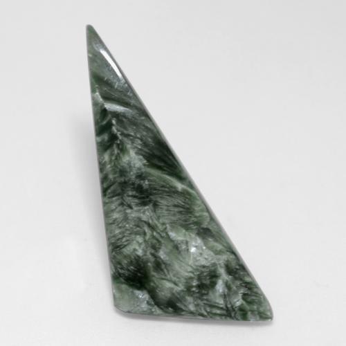6.28캐럿 천연 회녹색 세라피나이트, 트릴리언, 31.8×12.5 mm, 불투명체