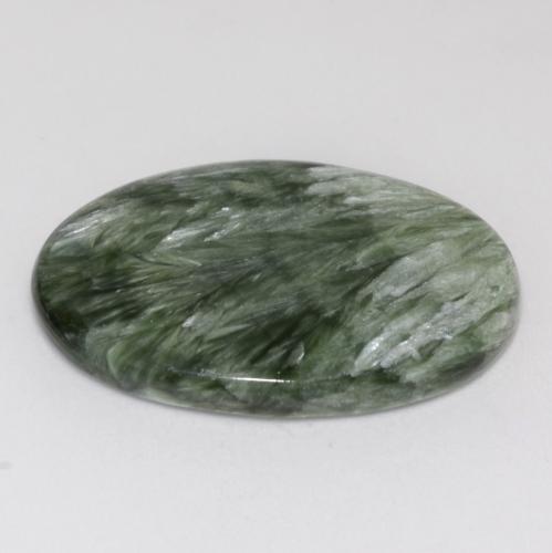 15.64캐럿 천연 미디엄 그린 세라피나이트, 타원형 컷, 27.1×18.4 mm, 불투명체