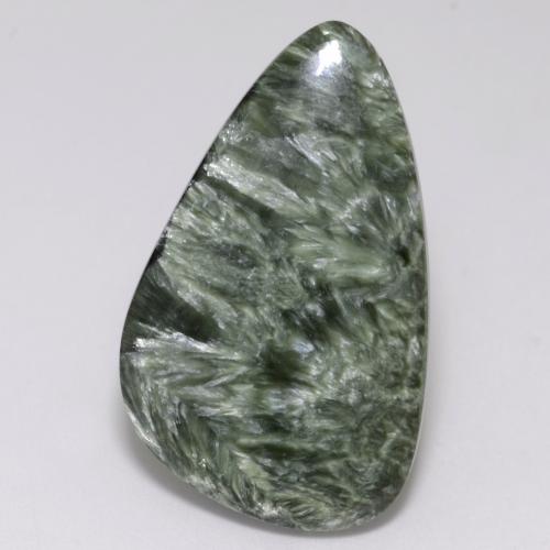 17.23캐럿 천연 미디엄 그린 세라피나이트, 멋진 모양, 32.3×20 mm, 불투명체