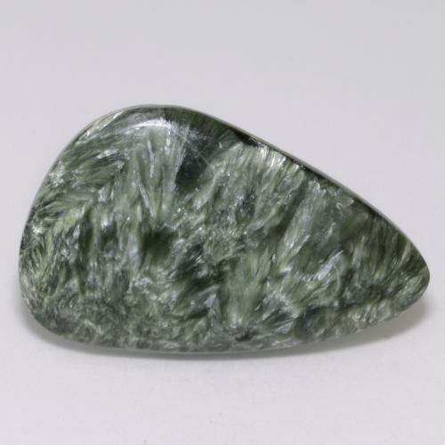 17.23캐럿 천연 미디엄 그린 세라피나이트, 멋진 모양, 32.3×20 mm, 불투명체