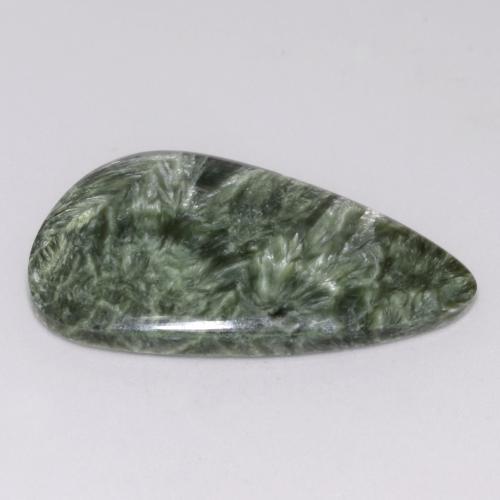 17.23캐럿 천연 미디엄 그린 세라피나이트, 멋진 모양, 32.3×20 mm, 불투명체