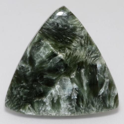 12.51캐럿 천연 흙빛 녹색 세라피나이트, 트릴리언, 22.6×21.7 mm, 불투명체