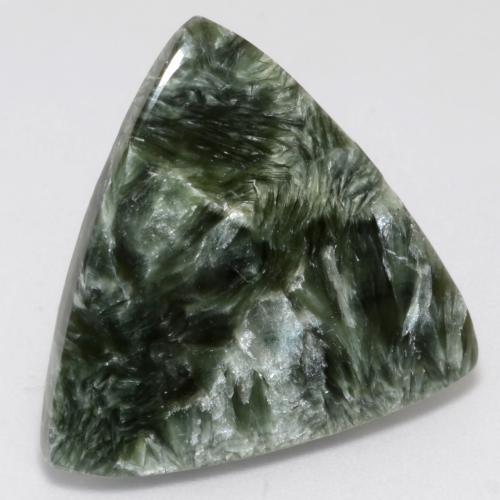 12.51캐럿 천연 흙빛 녹색 세라피나이트, 트릴리언, 22.6×21.7 mm, 불투명체