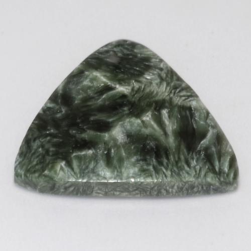 12.51캐럿 천연 흙빛 녹색 세라피나이트, 트릴리언, 22.6×21.7 mm, 불투명체