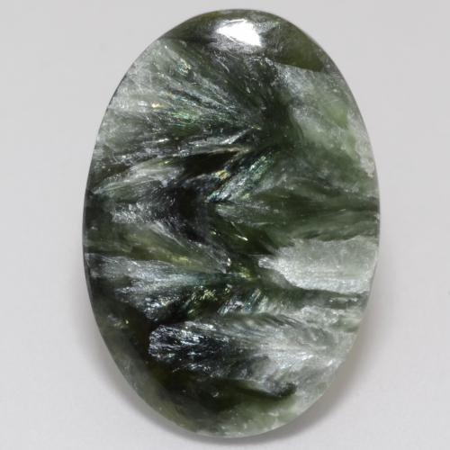 9.63캐럿 천연 미디엄 그린 세라피나이트, 타원형 컷, 23.2×16.2 mm, 불투명체