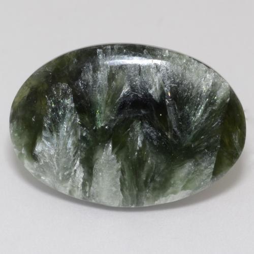 9.63캐럿 천연 미디엄 그린 세라피나이트, 타원형 컷, 23.2×16.2 mm, 불투명체