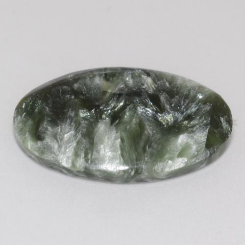 9.63캐럿 천연 미디엄 그린 세라피나이트, 타원형 컷, 23.2×16.2 mm, 불투명체