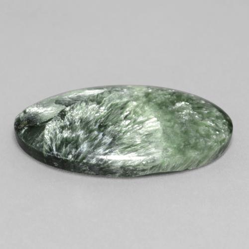 11.26캐럿 천연 미디엄 그린 세라피나이트, 타원형 컷, 25.6×16 mm, 불투명체