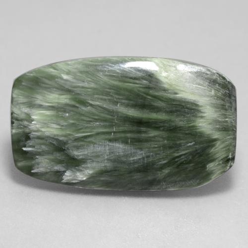11.68캐럿 천연 미디엄 그린 세라피나이트, 멋진 모양, 26.3×15.7 mm, 불투명체