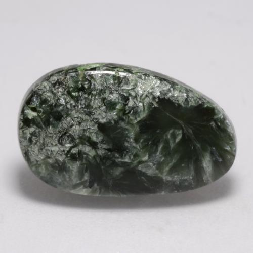 6.42캐럿 천연 딥 그린 세라피나이트, 멋진 모양, 18.5×11.3 mm, 불투명체