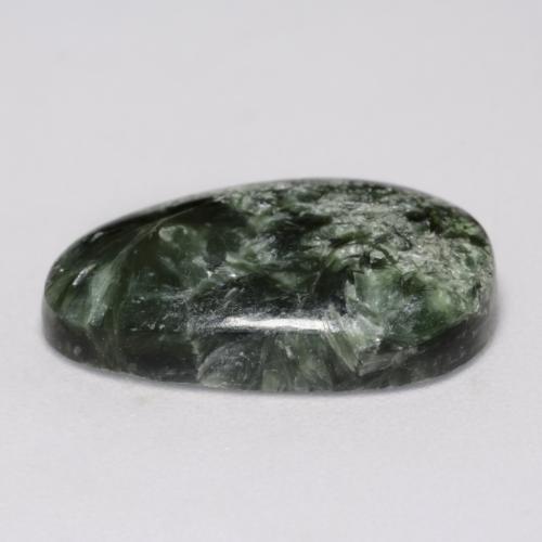6.42캐럿 천연 딥 그린 세라피나이트, 멋진 모양, 18.5×11.3 mm, 불투명체