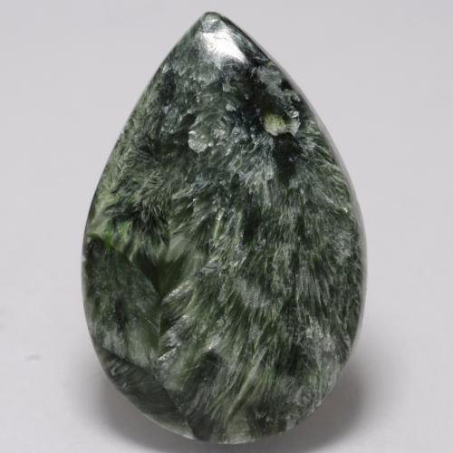 8.36캐럿 천연 여러 가지 빛깔의 녹색 세라피나이트, 배 모양, 21.6×14.4 mm, 불투명체