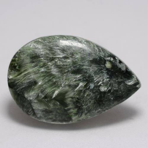 8.36캐럿 천연 여러 가지 빛깔의 녹색 세라피나이트, 배 모양, 21.6×14.4 mm, 불투명체