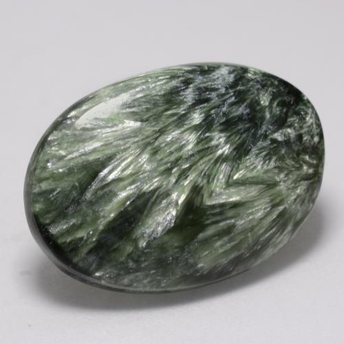 8.17캐럿 천연 미디엄 그린 세라피나이트, 타원형 컷, 21×14.7 mm, 불투명체