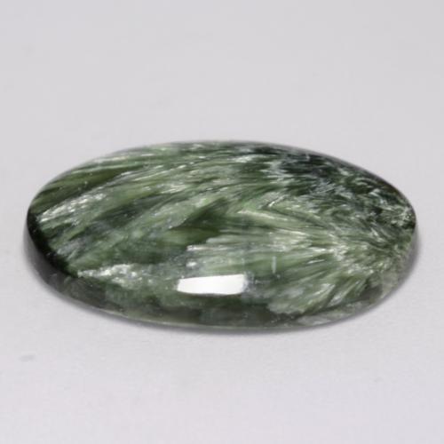 8.17캐럿 천연 미디엄 그린 세라피나이트, 타원형 컷, 21×14.7 mm, 불투명체